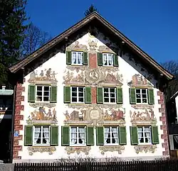 Example of Lüftlmalerei decorating homes in Oberammergau