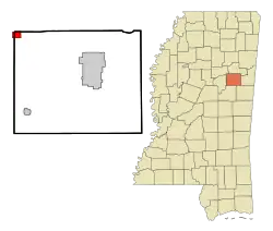 Location of Maben, Mississippi