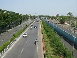 Old Pune Mumbai Highway as seen from a pedestrian over bridge in Pimpri, 2009