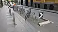 Bicycle parking corral replacing a kerbside car parking space in Melbourne, Australia.
