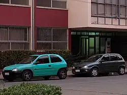 Opel Corsa B and Chevrolet Chevy Classic next to each other