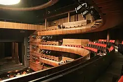 The main stage hall seen from the balcony. Walls, floors and balcony fronts are made of oak. Photo: Hans A. Rosbach