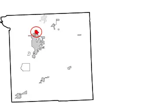 Location within Ottawa County and the state of Oklahoma