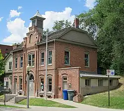 Photograph showing historic brick building