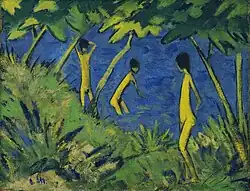 Landscape with Yellow Nudes, c. 1919, oil on burlap, 70.2 x 90.8&nbsp;cm, MoMA