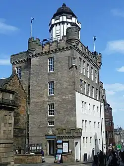 Exterior photo of the Outlook Tower on Castlehill, Edinburgh.