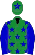 Green, blur stars and sleeves, green cap, blue star
