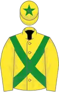 Yellow, green cross-belts and star on cap