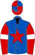 Royal blue, red star, red sleeves, white armlets, red and royal blue quartered cap