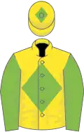 Yellow, light green diamond, sleeves and diamond on cap