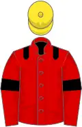 Red, black epaulettes and armlets, yellow cap