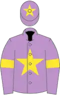Mauve, yellow star, armlets and star on cap