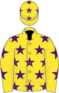 Yellow, purple stars, yellow cap, purple stars