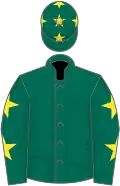Dark green, yellow stars on sleeves and cap