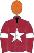 Maroon, white star, white armlets, orange cap