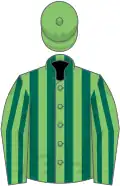 Light green and dark green stripes, light green cap