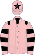 Pink, black epaulets, hooped sleeves and star on cap