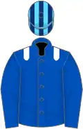ROYAL BLUE, white epaulets, Light Blue and Dark Blue striped cap