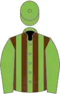 Light Green and Brown stripes, Light Green sleeves and cap