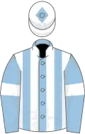 Light blue and white stripes, light blue sleeves, white armlets, white cap, light blue diamond