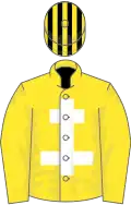 Yellow, White Cross of Lorraine, Black and Yellow striped cap