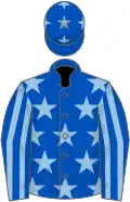 Royal Blue, Light Blue stars, striped sleeves