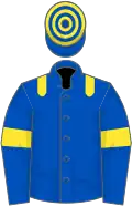 Royal blue, yellow epaulets and armlets, hooped cap