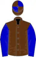 Brown, blue sleeves, quartered cap