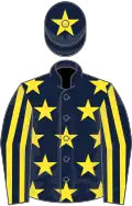 Dark Blue, Yellow stars, striped sleeves and star on cap