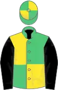 Emerald Green and Yellow (quartered), Black sleeves
