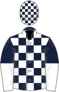 Dark blue and white check, halved sleeves