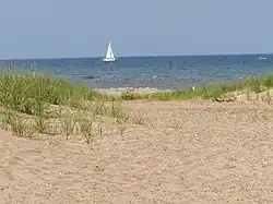 View of Lake Huron from East Tawas State Park at the head of Saginaw Bay