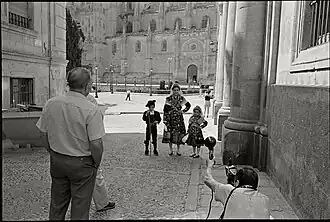 Salamancan family posing at the entrance of the new cathedral in 1984.