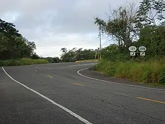 PR-5139 north at PR-139 and PR-139R intersection in Barrio Machuelo Arriba
