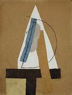 Pablo Picasso, Head (Tête), 1913–14, cut and pasted colored paper, gouache and charcoal on paperboard, 43.5 × 33&nbsp;cm, Scottish National Gallery of Modern Art, Edinburgh