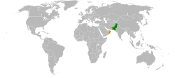 Map indicating locations of Pakistan and Oman