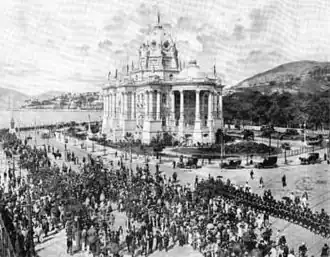 Palácio Monroe in 1910, during the funeral procession of Joaquim Nabuco.