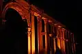 Monumental colonnade by night