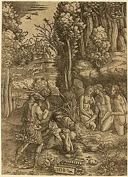 Diana and Actaeon, woodcut
