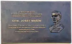 Memorial plaque of General Josef Mašín (2016), Roudnice nad Labem