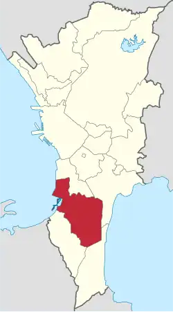 Map of Metro Manila with Parañaque highlighted