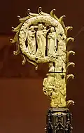 Ivory crosier, Virgin and child with two angels, around 1300