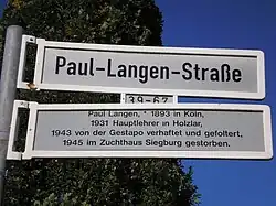 Street sign of the Paul-Langen-Straße