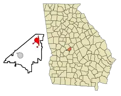 Location in Peach County and the state of Georgia