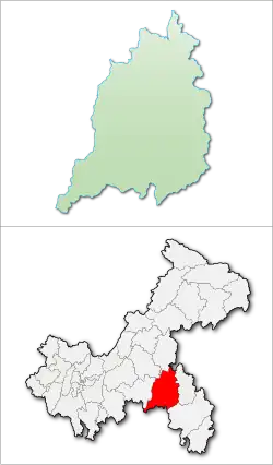 Location of Pengshui County in Chongqing