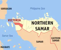 Map of Northern Samar with Victoria highlighted