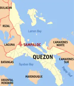 Map of Quezon with Sampaloc highlighted