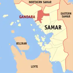 Map of Samar with Gandara highlighted