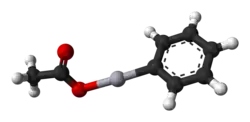 Ball and stick model of the phenylmercury acetate molecule