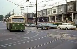 Route 75 at 3rd & Wyoming in 1967, when the route was still operated by the Philadelphia Transportation Company.